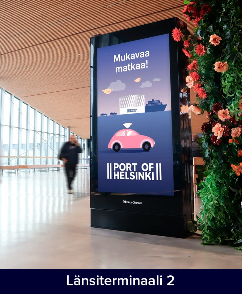 Digitaalinen mainospinta terminaalissa.